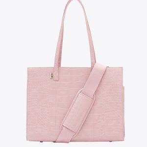 The Work Tote in Atlas Pink Croc